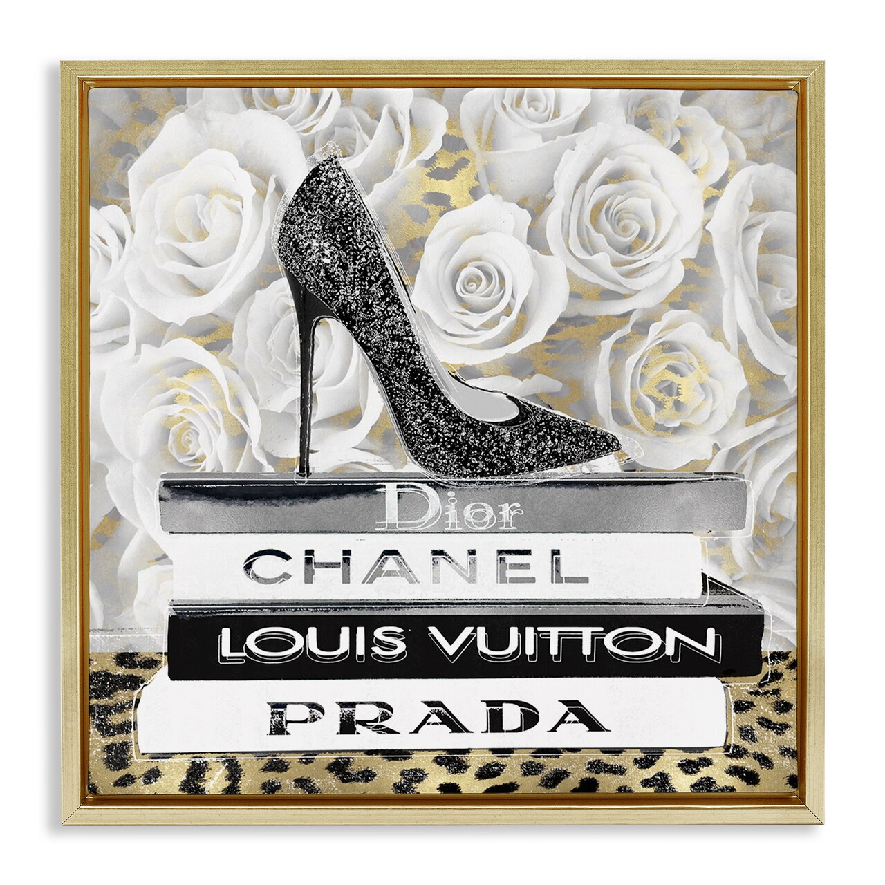 Stupell Industries Glam Heel on Roses Floating Frame Design by Madeline Blake